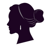160x160 Vector Set Of Woman Silhouette With Different Hair Styles. Stock