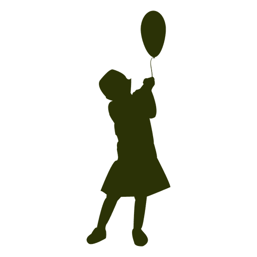512x512 Girl Holding Balloon Silhouette