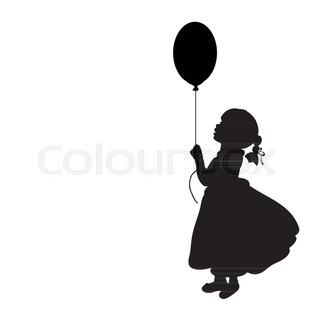 320x320 Silhouette Girl Holding Fantasy Unicorn. Vector Illustration