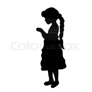 320x320 Silhouette Girl Holiday Holding A Gift. Vector Illustration