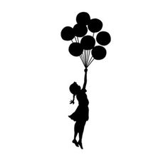 Girl Holding Balloons Silhouette at GetDrawings | Free download