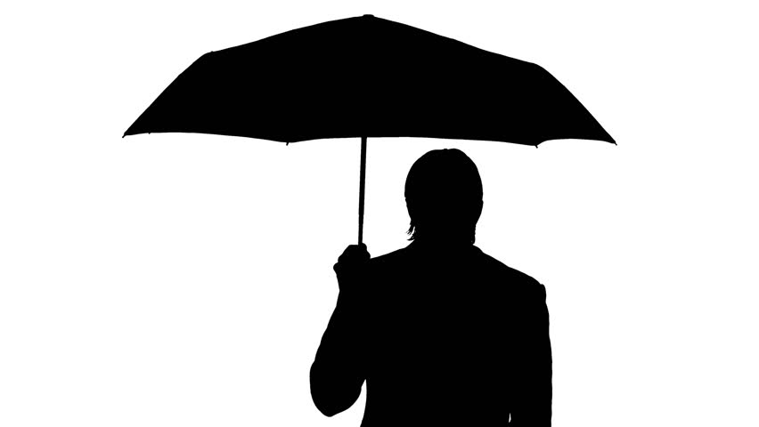852x480 Silhouette Of A Businessman Holding An Umbrella Stock Footage