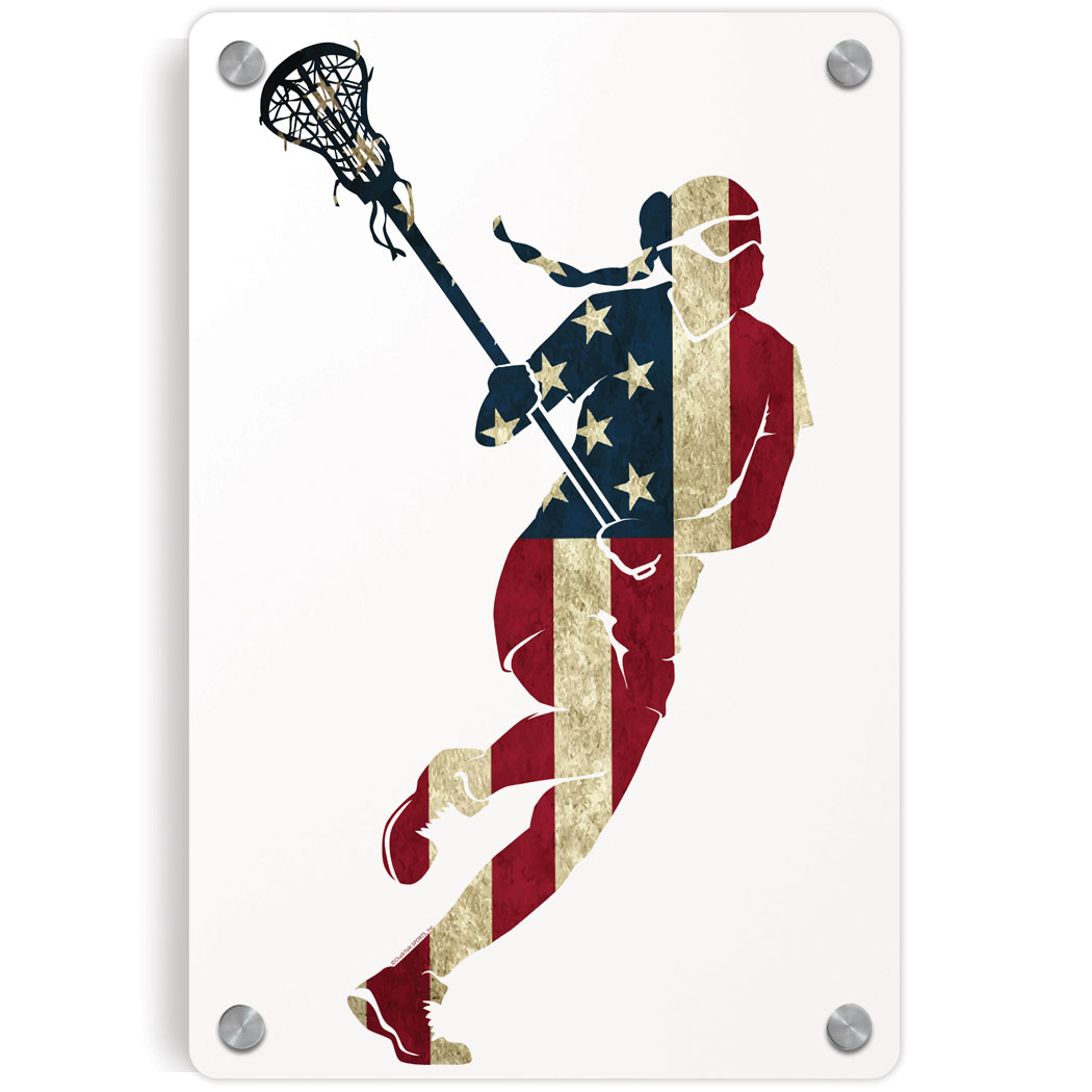 1050x1050 Girls Lacrosse Metal Wall Art Panel