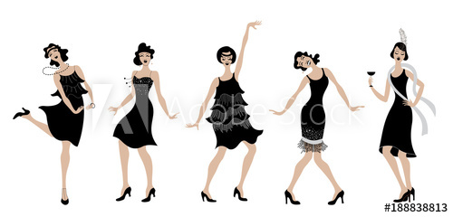 500x240 Charleston Party.black Dress Dancing Girls Silhouette Gatsby