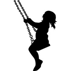236x236 Clip Art Illustration A Little Girl On A Swing In Silhouette