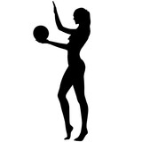 160x160 Woman Beach Volleyball Silhouette, Female Beach Volleyball Clipart
