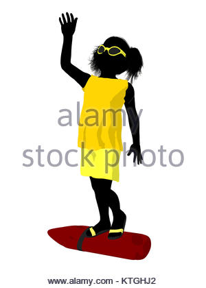 300x420 Beach Girl With Lifeguard Buoy Illustration Silhouette On