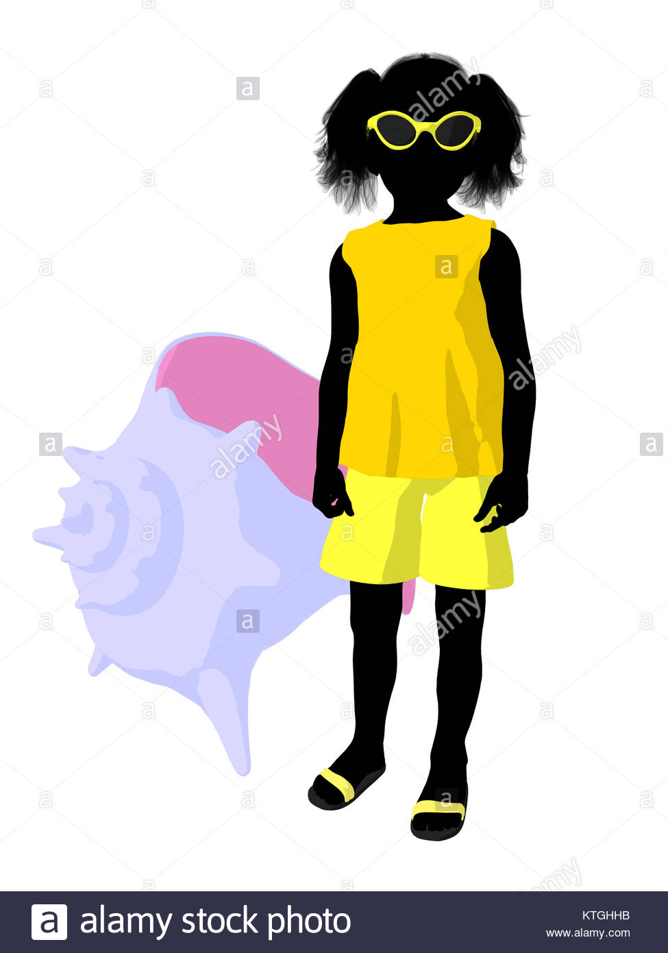 975x1390 Beach Girl With A Sea Shell Illustration Silhouette On A White