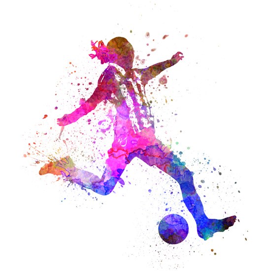 550x550 Girl Playing Soccer Football Player Silhouette Comforters By