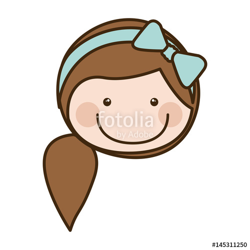 500x500 Color Silhouette Cartoon Front Face Girl With Side Ponytail Hair