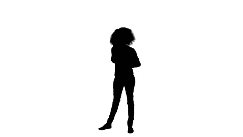 852x480 Girl Shows The Pose Of The Hands To The Feet. Silhouette Stock