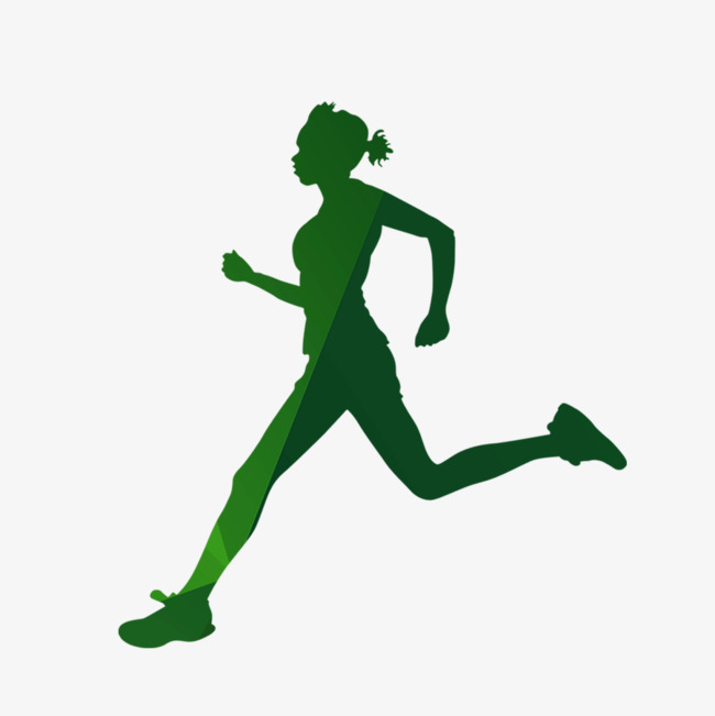 650x651 Running Girl, Running Man, Sketch, Green Silhouette Png Image
