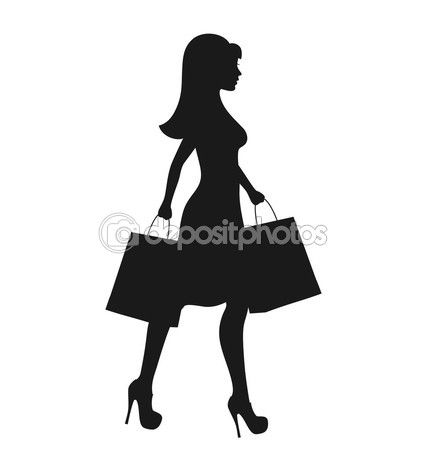 427x449 Icono Negro Compras Silueta De Mujer Con Bolsas Aisladas En Blanco