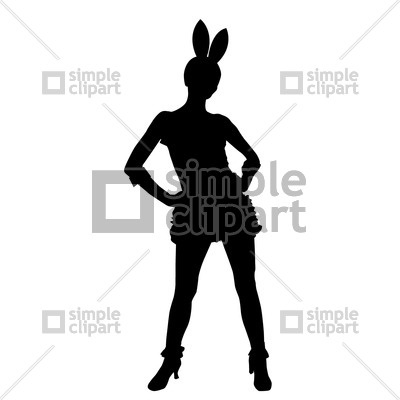 400x400 Bunny Girl Silhouette Vector Image