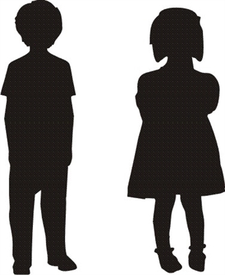 328x400 Boy And Girl Silhouettes Three Size Choices Stencil Girl