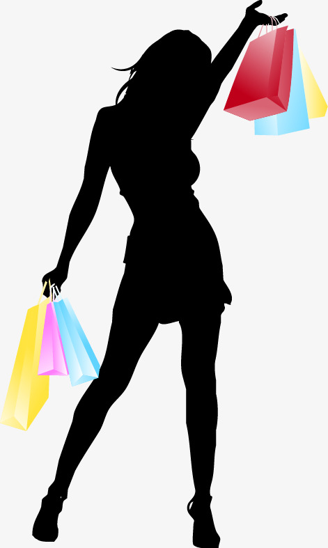 471x787 Shopping Girl Silhouette Vector Material, Shopping, Girl, Sketch