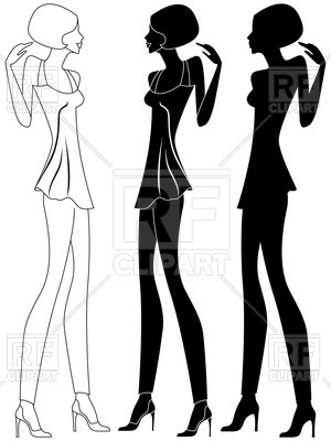 300x400 Slim Girl Silhouette Royalty Free Vector Clip Art Image