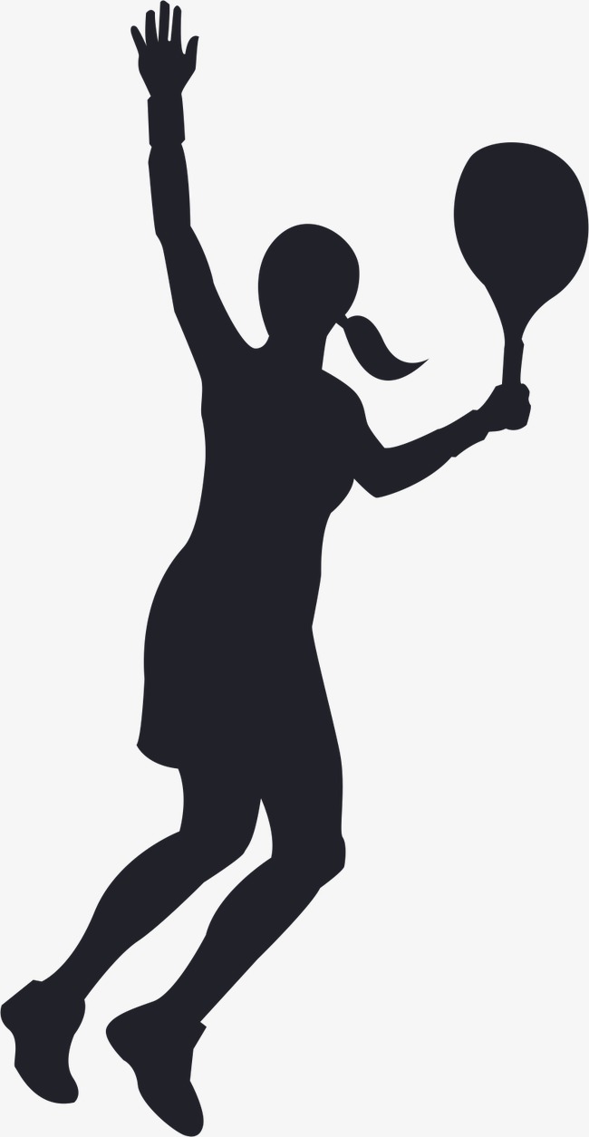 650x1255 Tennis Girl Silhouette, Vector, Cartoon, Hand Painted Png