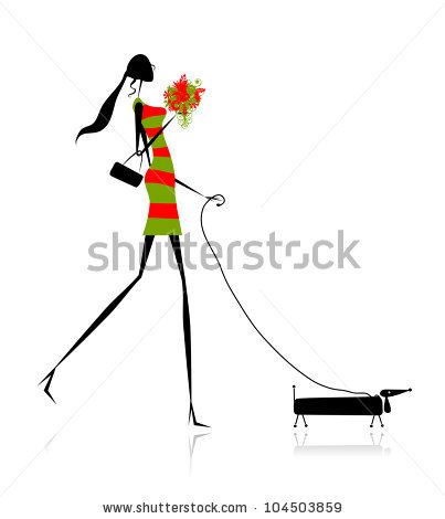 403x470 Fashion Girl Silhouette Walking With Dog Wallpaper