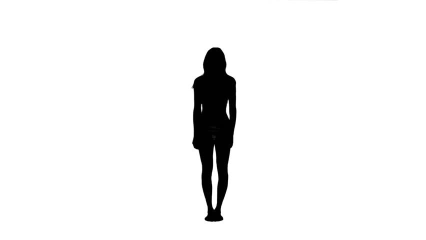 852x480 Silhouette Of A Dancing Woman Against A White Background Stock