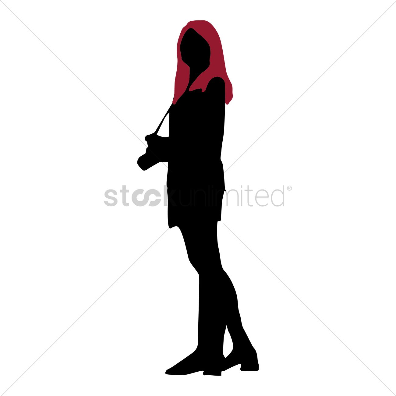 1300x1300 Silhouette Of A Girl Holding Camera Vector Image