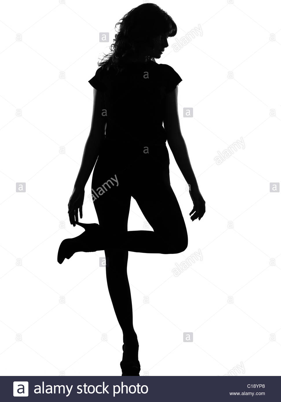 971x1390 Full Length Silhouette In Shadow Of A Young Woman Standing On One
