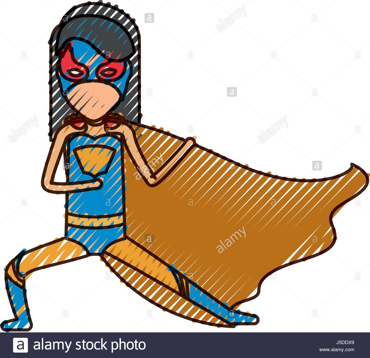 1300x1258 Colored Pencil Silhouette With Faceless Girl Superhero