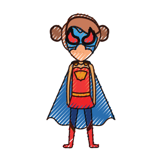 550x550 Colored Pencil Silhouette Of Faceless Standing Girl Superhero