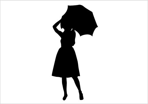 501x352 Girl With Umbrella Silhouette Vector Download Silhouette Graphics