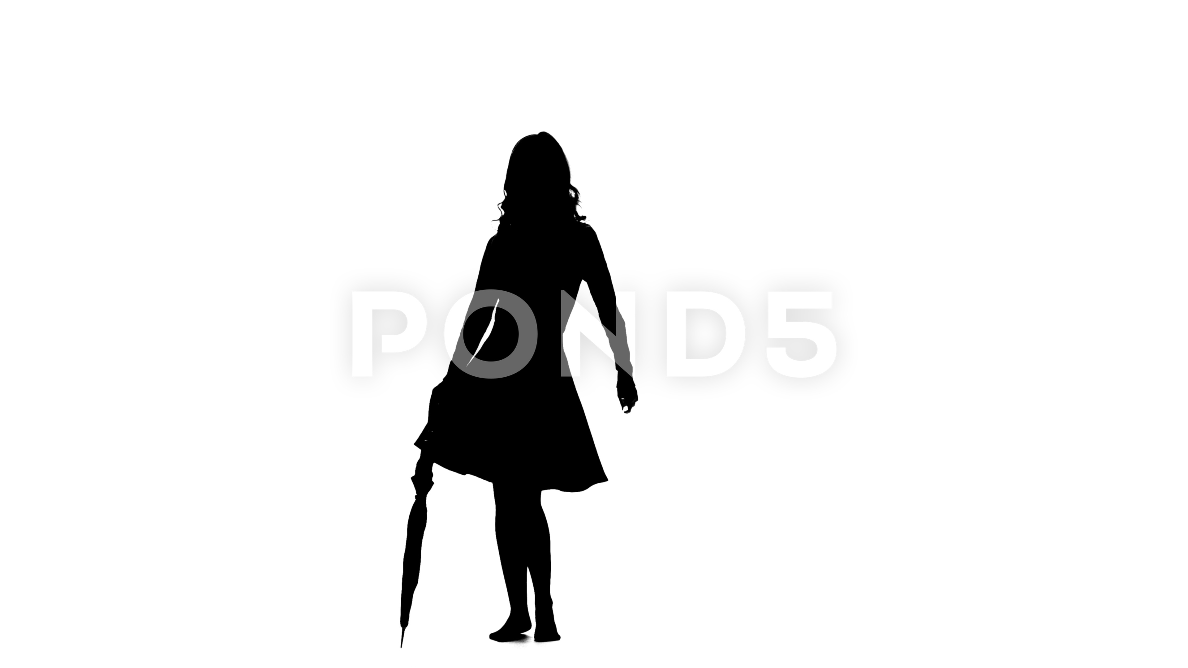 3840x2160 Girl With An Umbrella In Her Hands Is Dancing. White Background