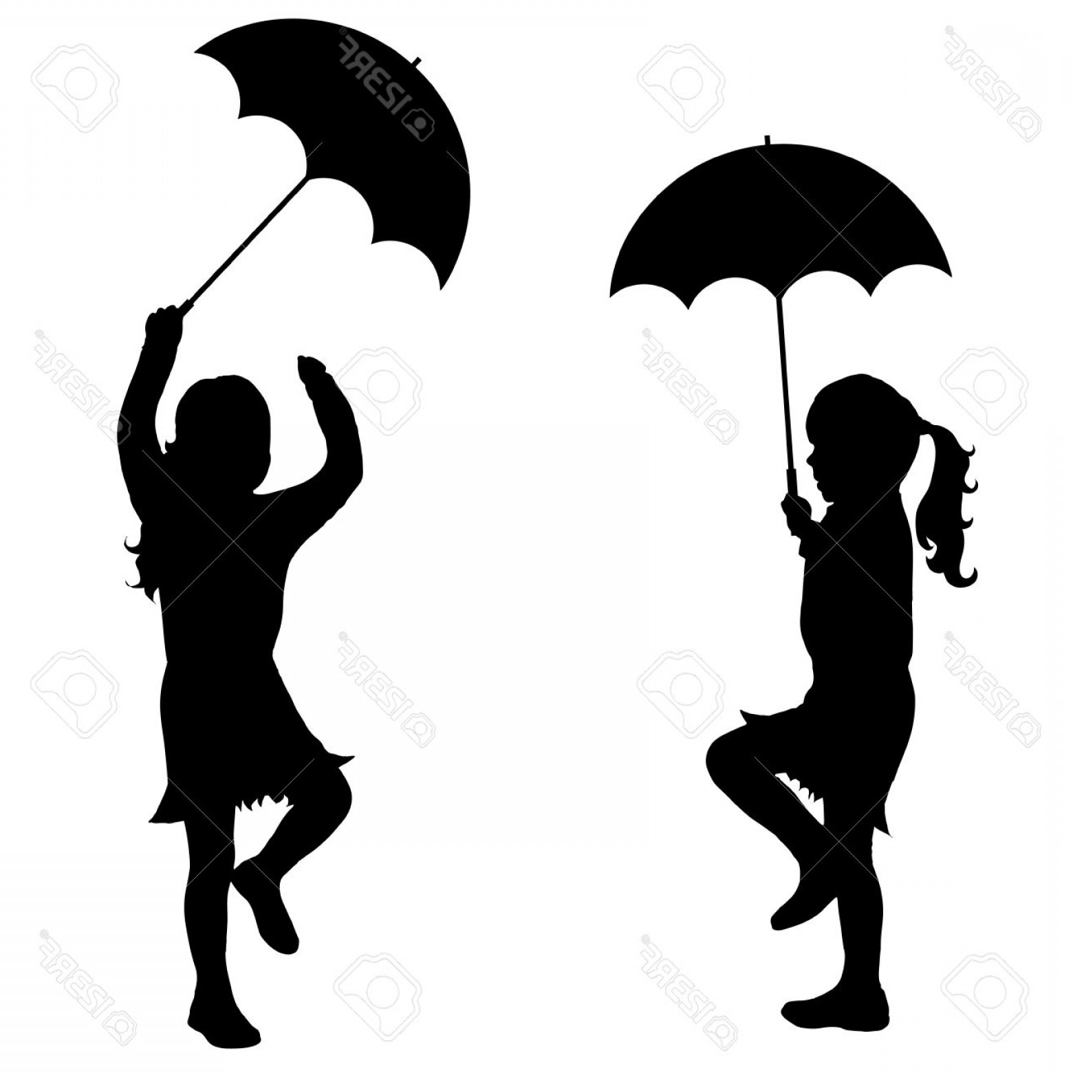 1560x1560 Photostock Vector Black Vector Silhouette Of Girl With Umbrella