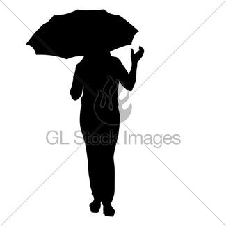 325x325 Silhouette Of A Girl With An Umbrella Gl Stock Images