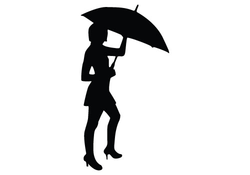 500x350 Lady Standing Umbrella Silhouette Clipart Collection