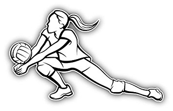 355x229 Girl Volleyball Player Silhouette Vinyl Decal Bumper