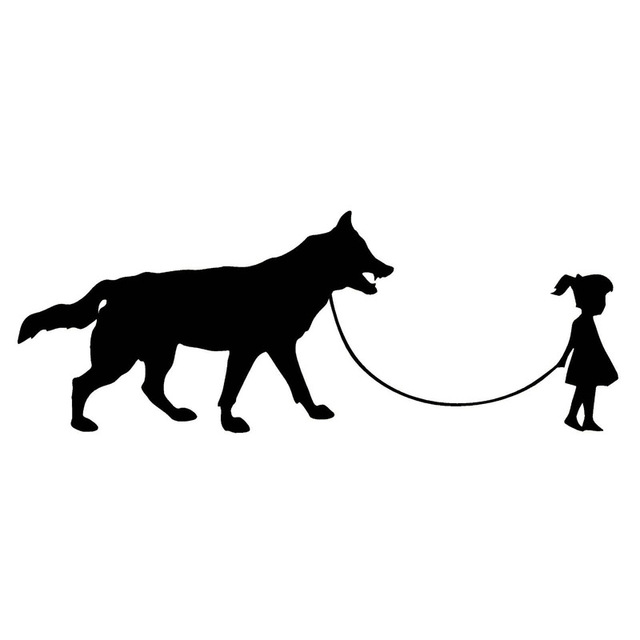 Girl Walking Dog Silhouette