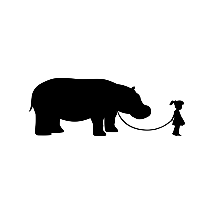 690x690 Girl Walking A Hippopotamus Graphics Design By Vectordesign On Zibbet