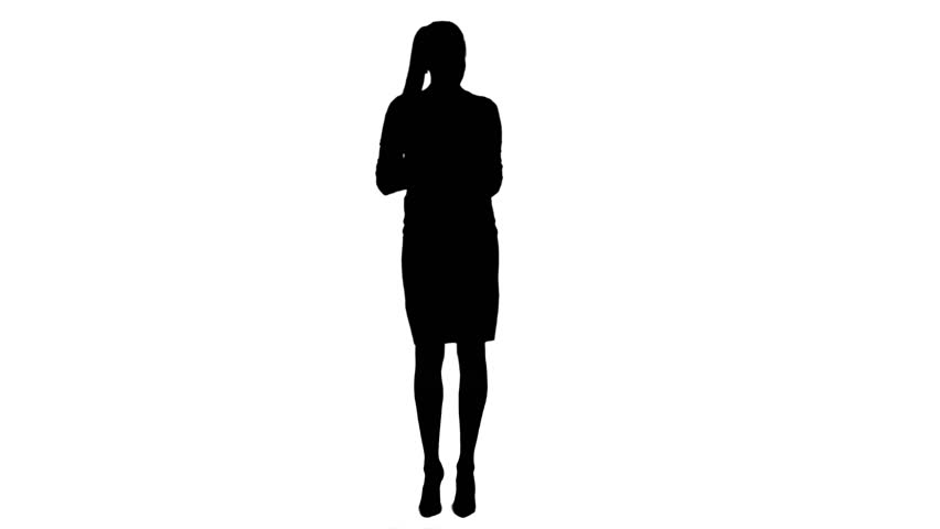 852x480 Silhouette Of A Girl Walking Around And Watching Something. Back
