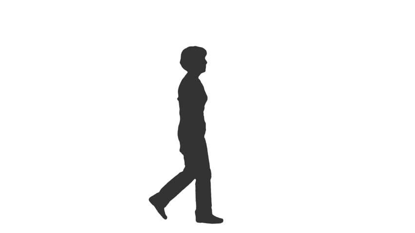 852x480 Silhouette Of Walking Woman. Side View. Full Hd Footage With Alpha