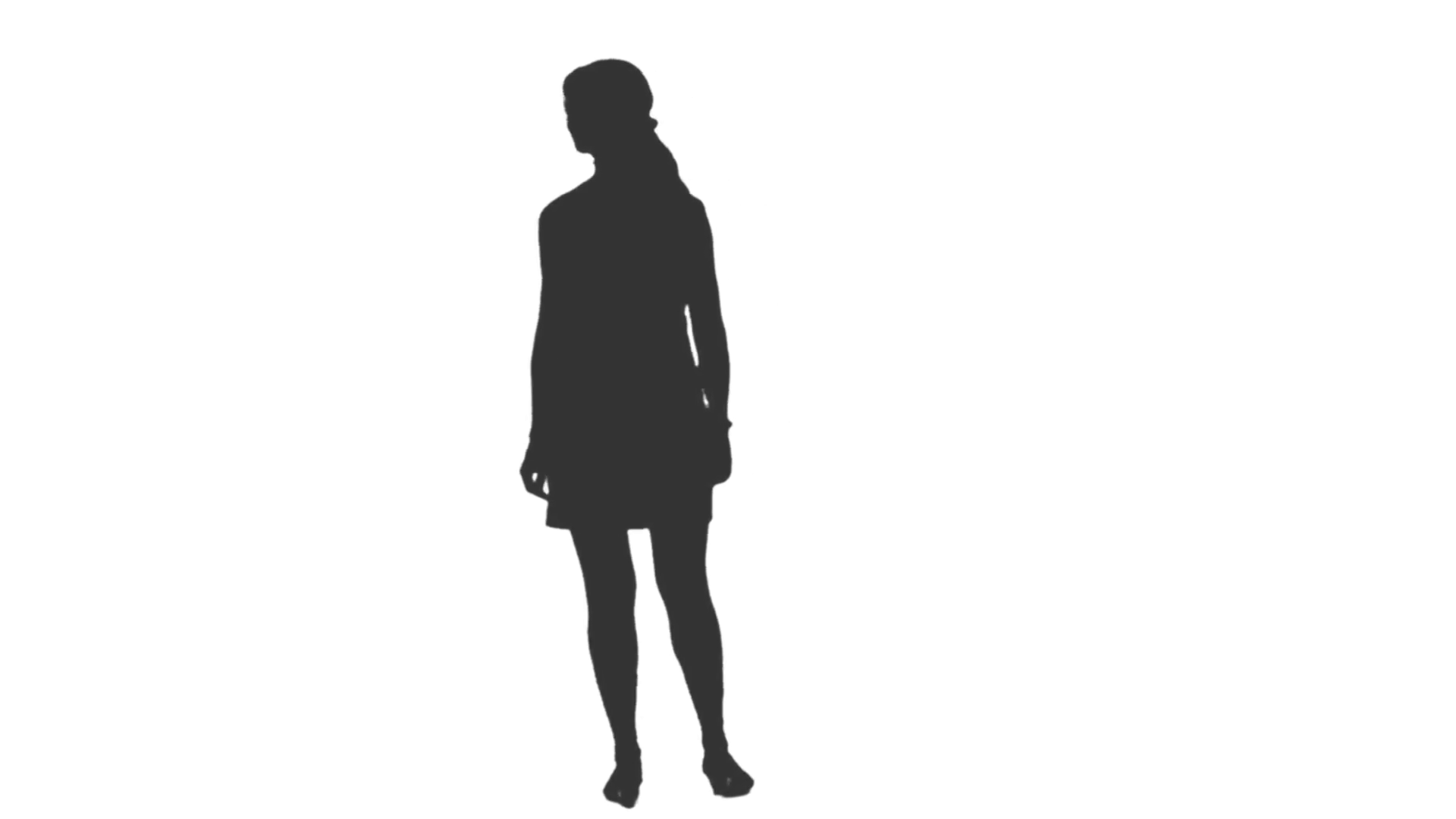 1920x1080 Silhouette Of A Girl Walking Around And Watching Something. Back