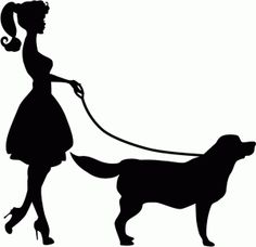 236x228 Woman Walking Dog Silhouette. Eps 8 Vector, Grouped For Easy