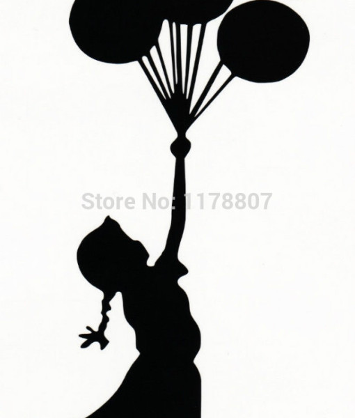510x600 Flying Balloons Girl Vinyl Decal Car Window Bumper Sticker Banksy