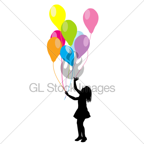 500x500 Girl Silhouette With Balloons Gl Stock Images