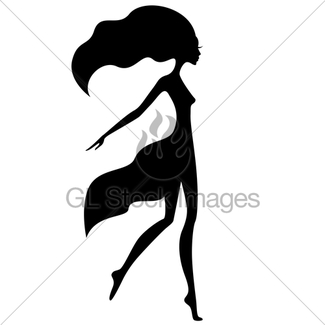 325x325 Silhouette Of A Girl With Flowing Hair Gl Stock Images
