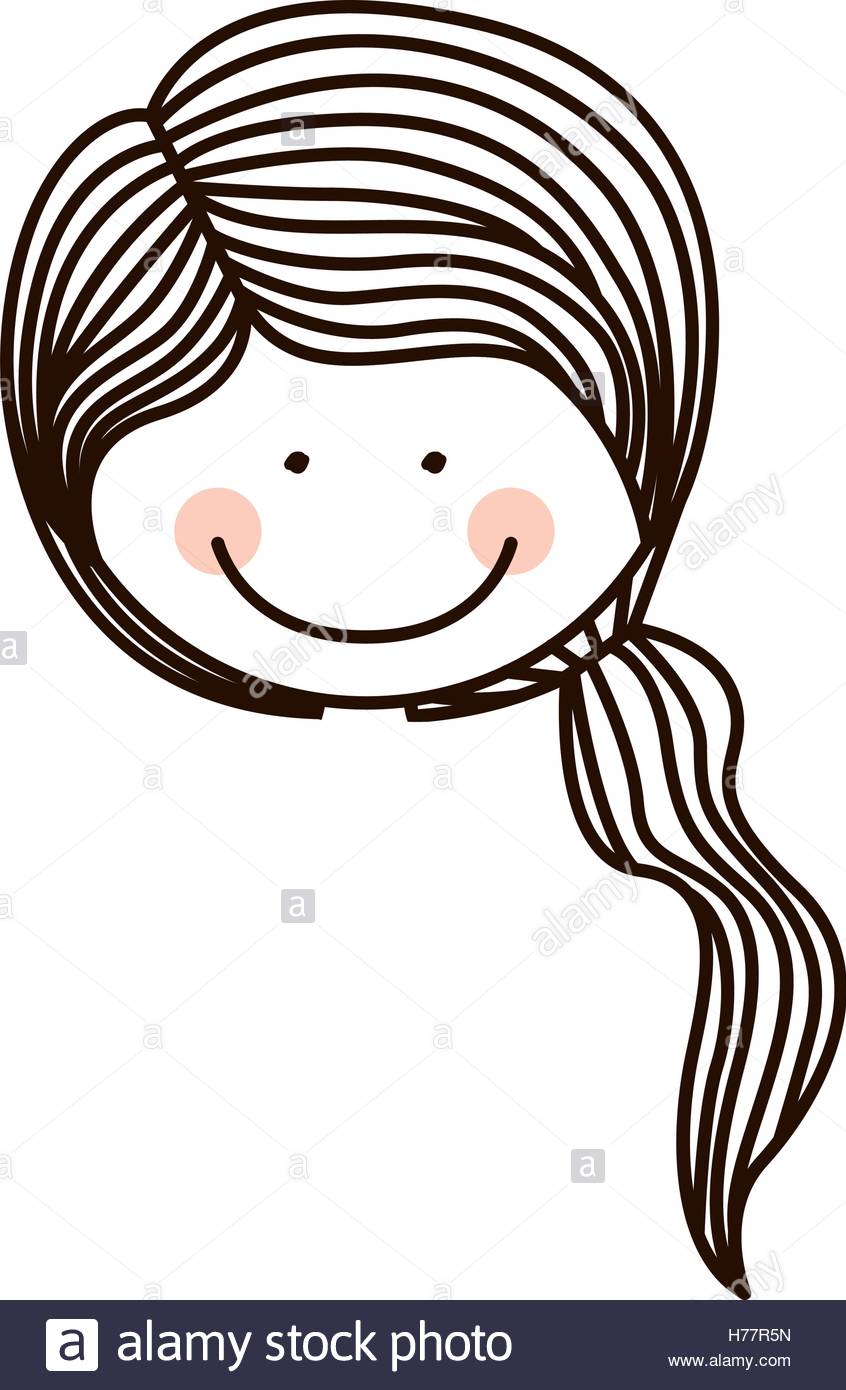 846x1390 Silhouette Face Girl With Ponytail Vector Illustration Stock