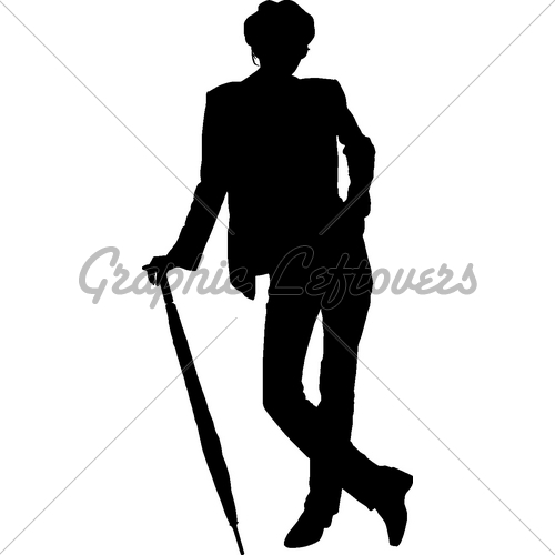 500x500 Silhouette Girl Whit Umbrella Gl Stock Images