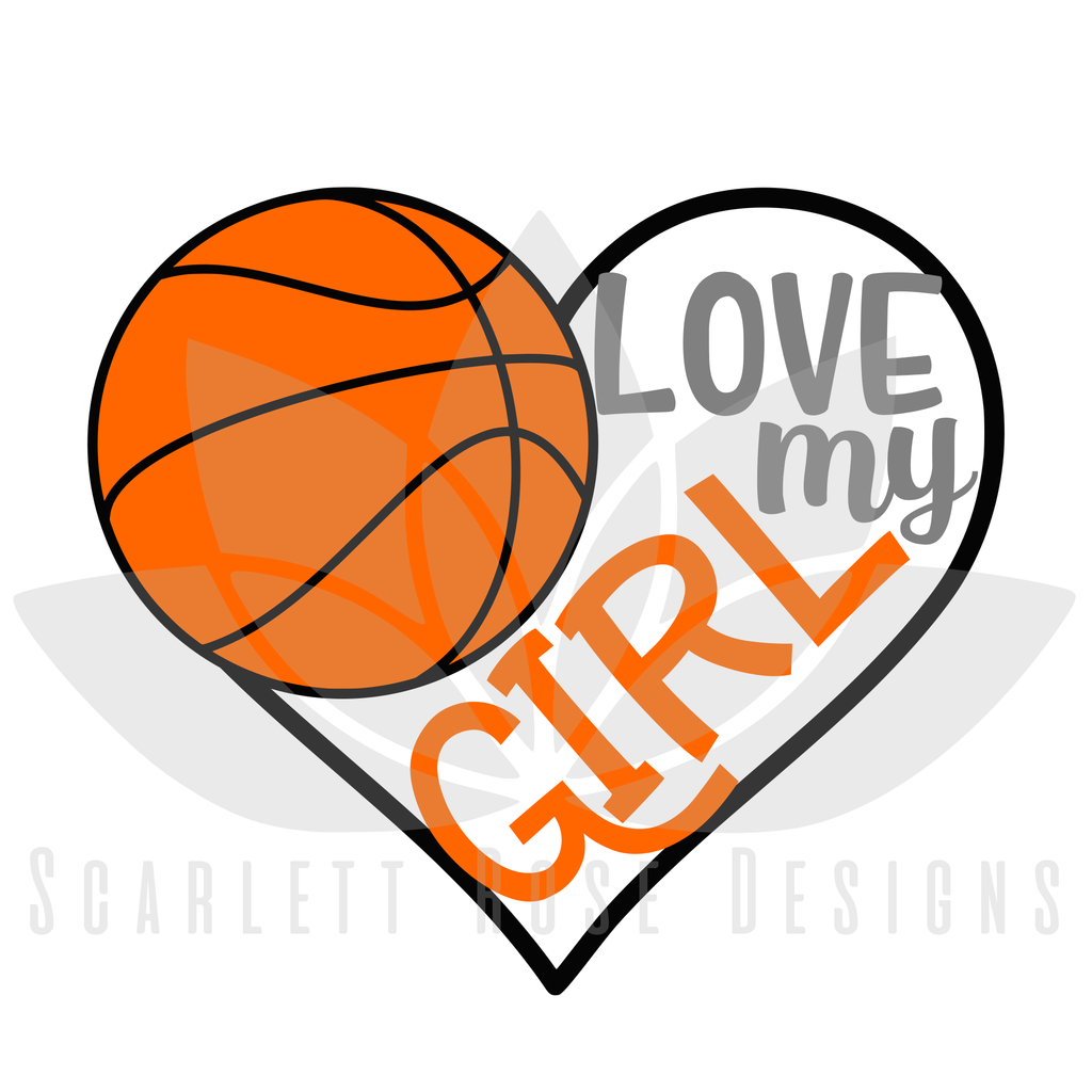 1024x1024 Basketball Sports Svg Cut File, Love My Girl Basketball Heart, Png