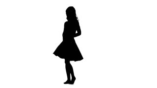 320x180 The Black Silhouette Of A Dancing Girl On A White Background Stock