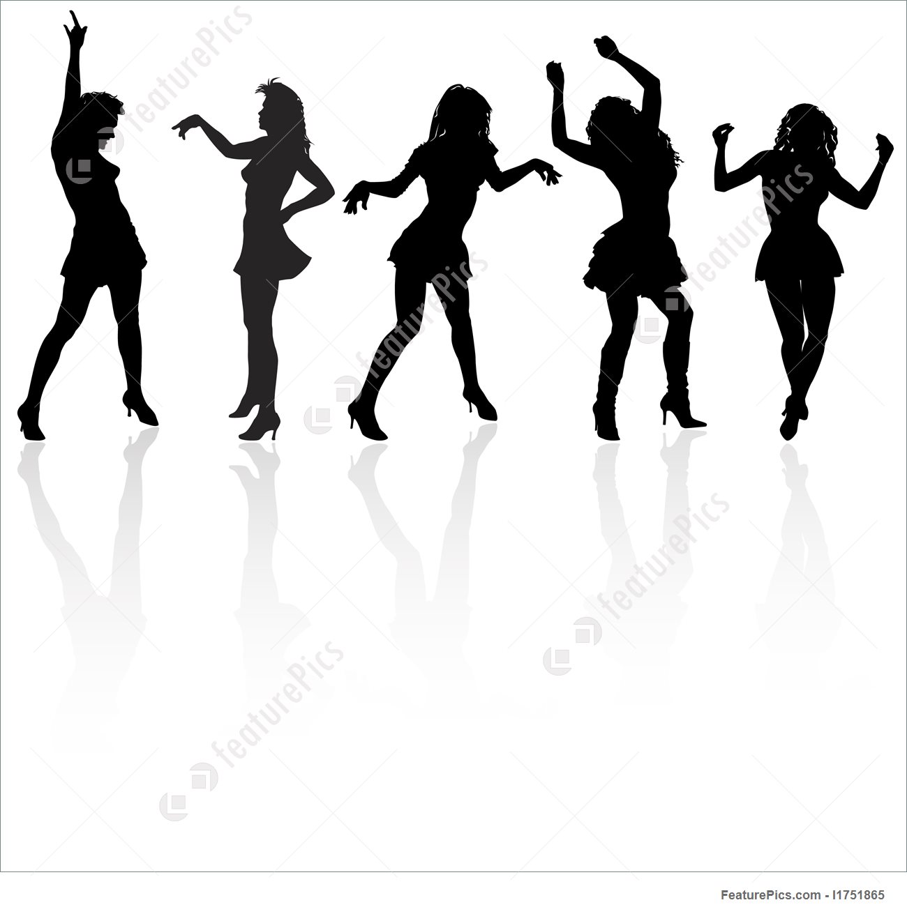 1300x1311 Vector Dancing Girls Silhouettes