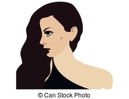 254x194 Silhouette Of A Beautiful Woman With Long Hair. Vector Vector