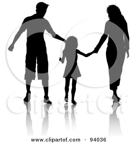 450x470 Clipart Illustration Of Silhouetted Girl Holding Hands